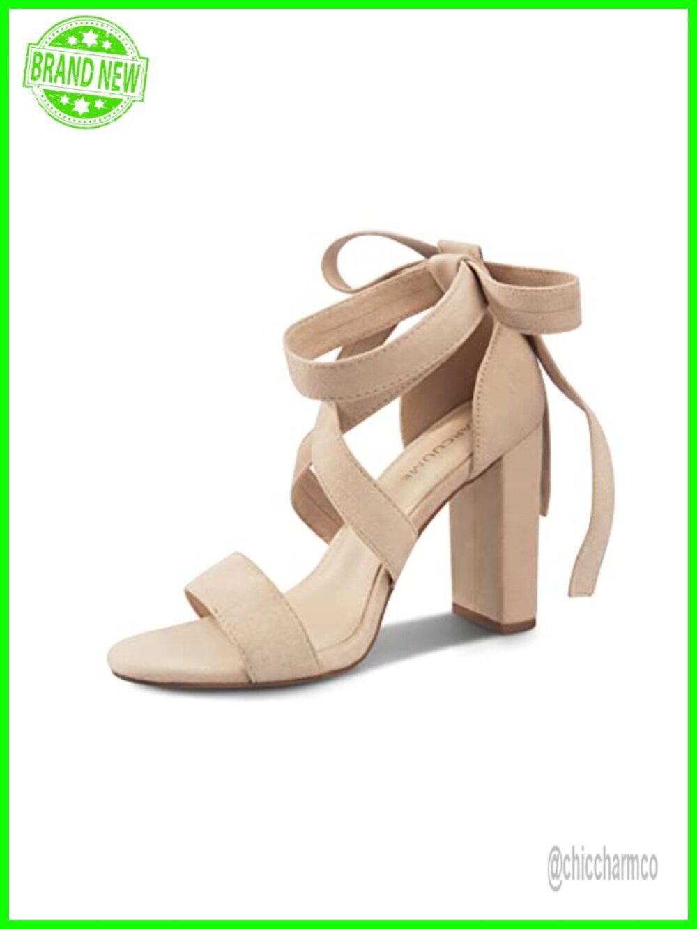 Strappy Chunky Heel Sandals with Lace Up Criss-Cross Design Suede